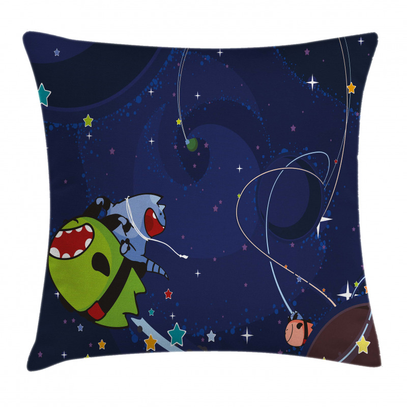 Cartoon Kitten Aliens Pillow Cover