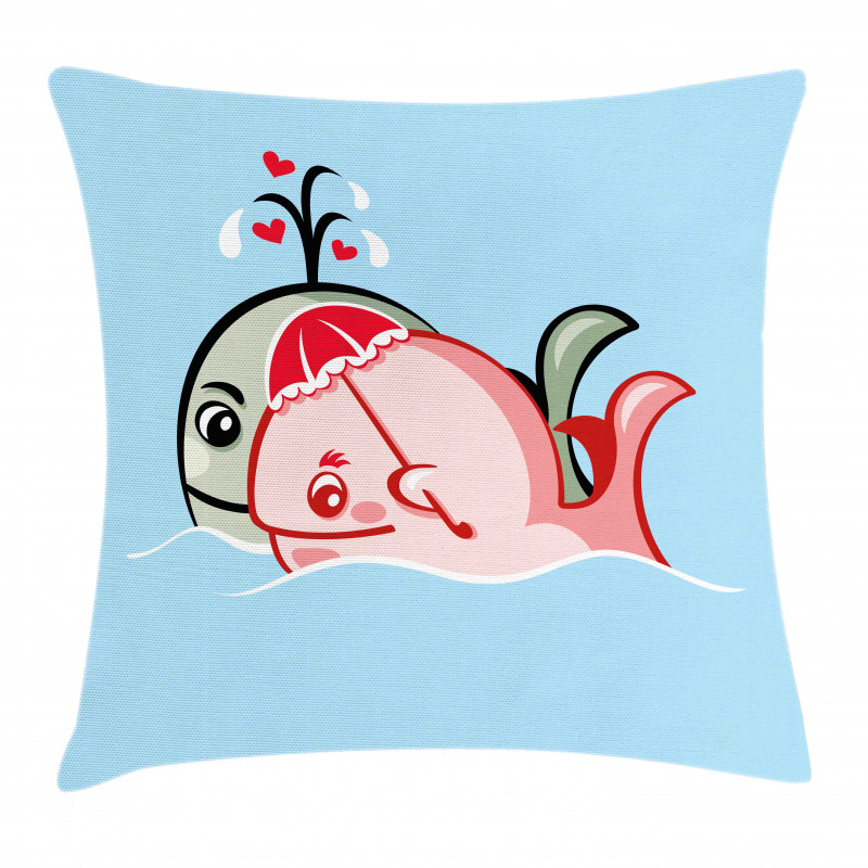 Whale Couple Pillow Cover