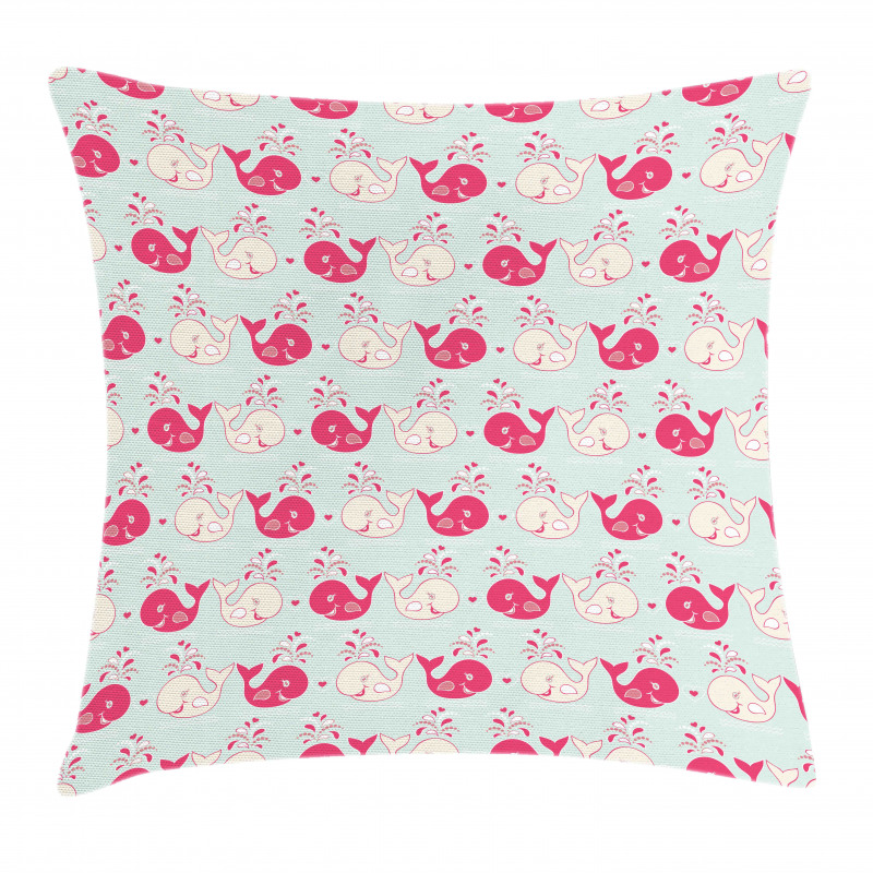 Happy Whales Pattern Pillow Cover