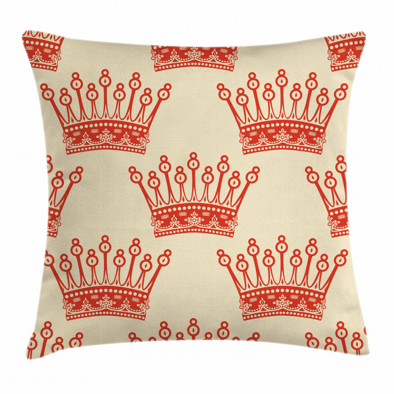 Vintage Red Crown Pattern Pillow Cover