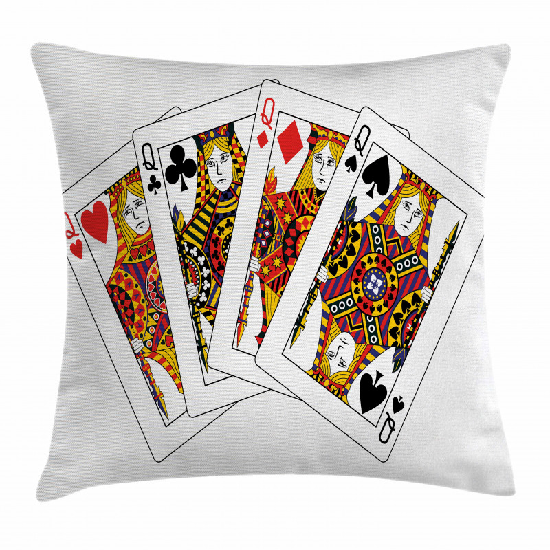 Queens Poker Play Cards Pillow Cover