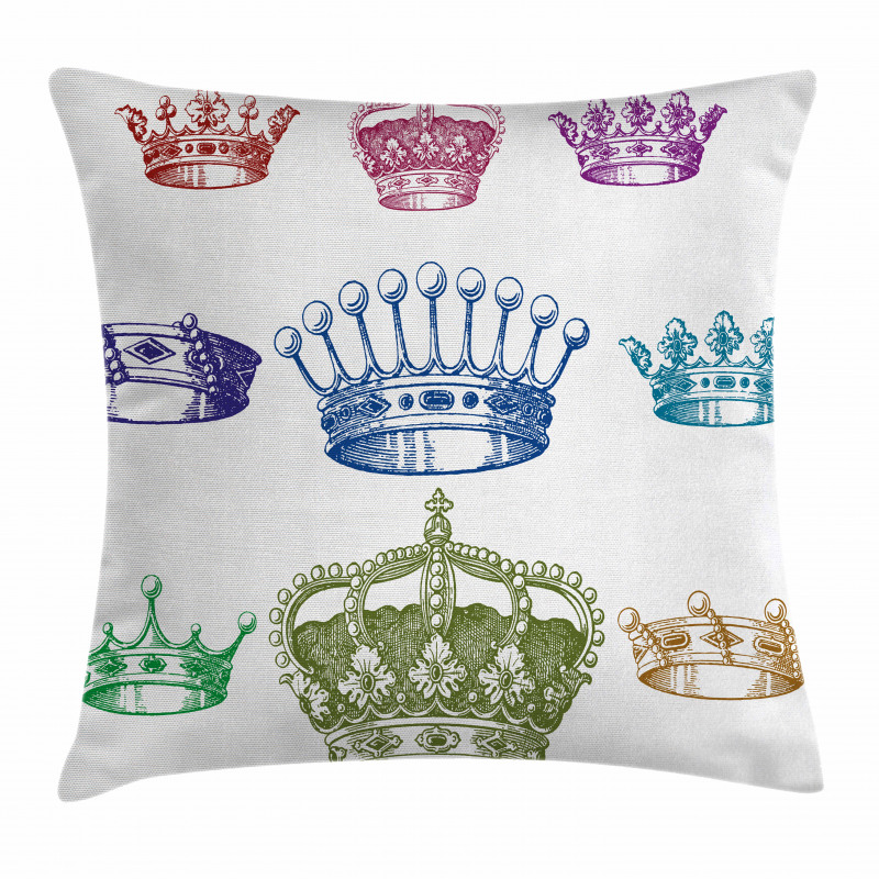 Old Antique Crown Set Pillow Cover