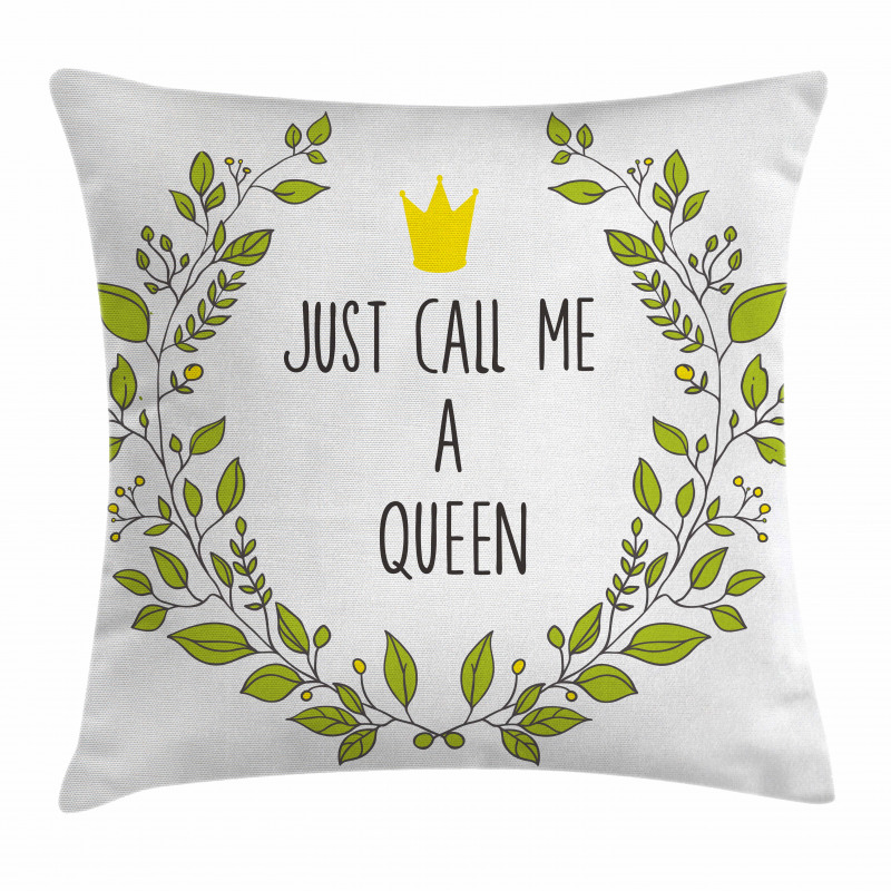 Green Wreath Words Crown Pillow Cover