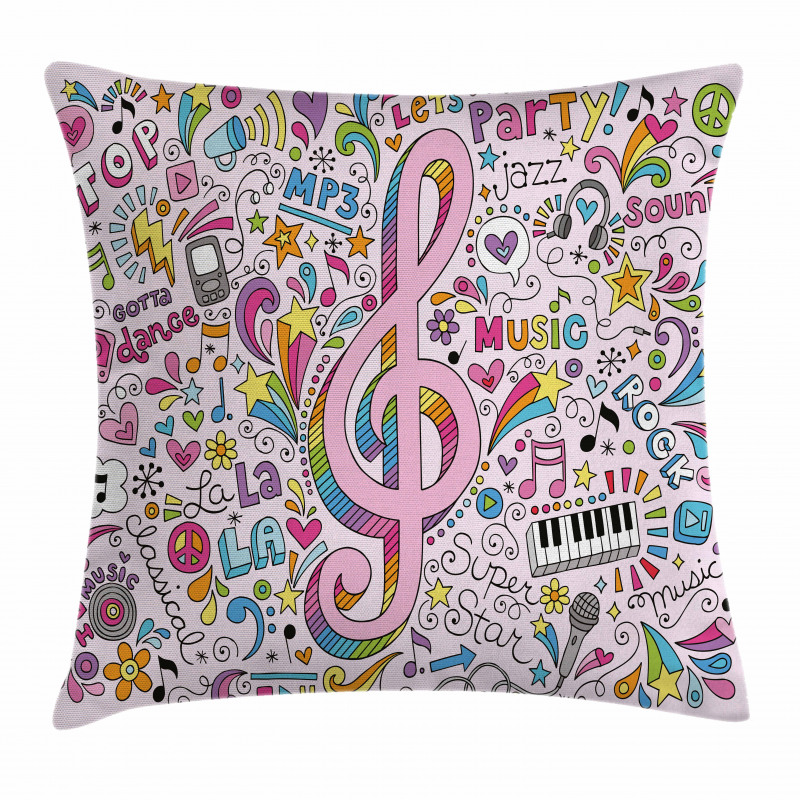 Music Clef Groovy Doodles Pillow Cover