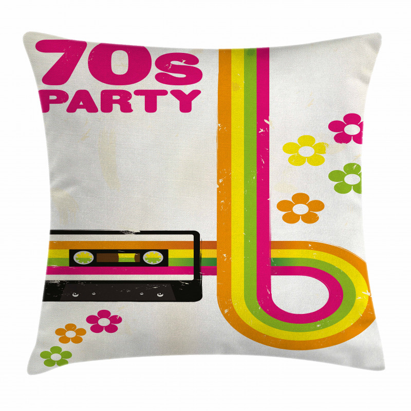 70s Party Casette Tape Pillow Cover