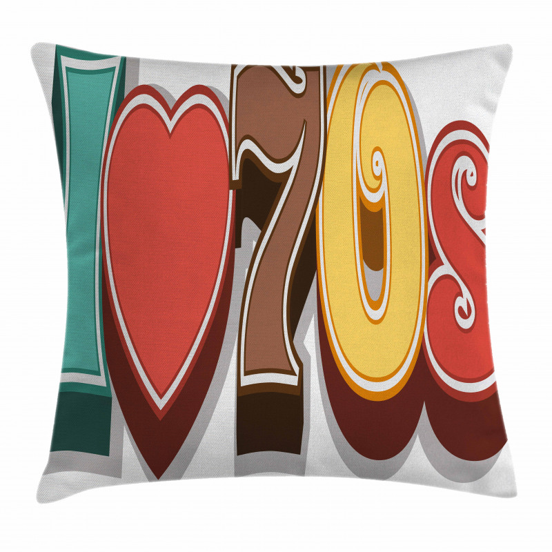 I Love Seventies Pastel Pillow Cover