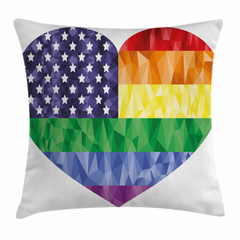 Heart Gay Flag Rainbow Art Pillow Cover