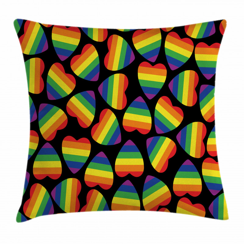 Hearts Gay Pride Flag Pillow Cover