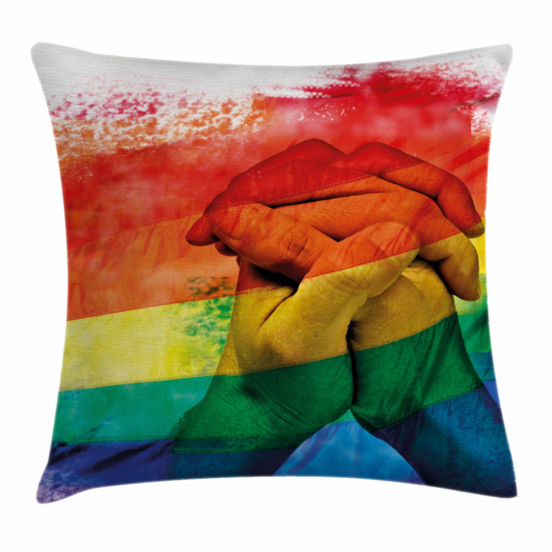 Gay Couple Holding Hands Pillow Cover