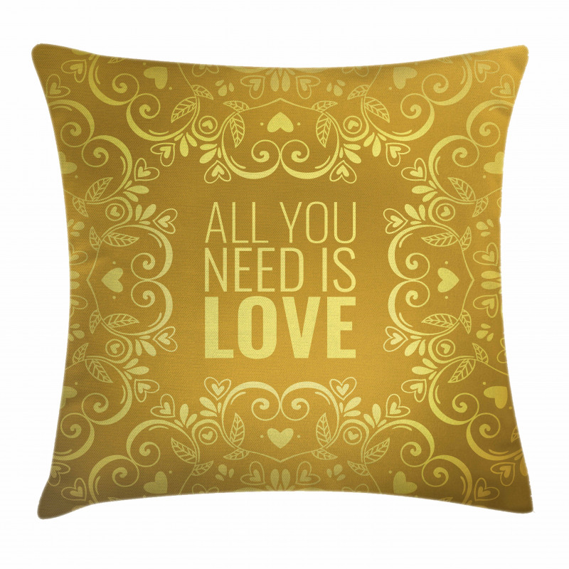 Romantic Words Swirls Pillow Cover