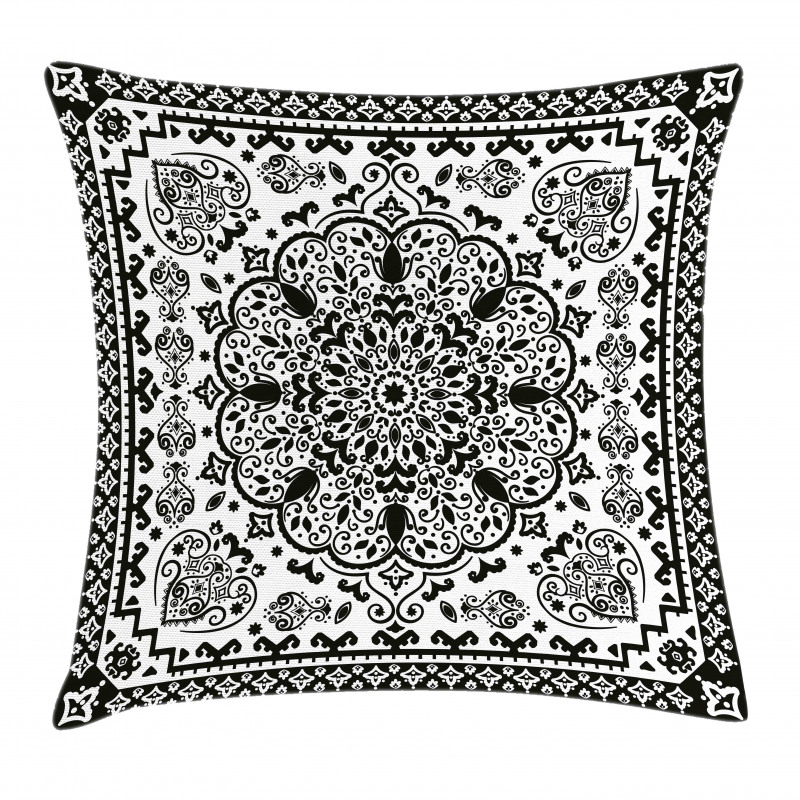 Lace Paisley Black Mehndi Pillow Cover