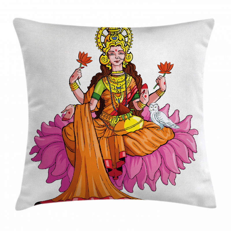 Sitting on Lotus Pillow Cover