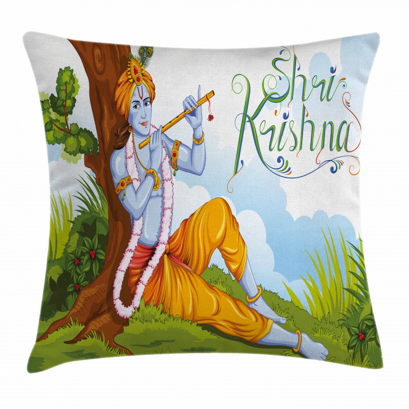 Playing Flute Forest Pillow Cover
