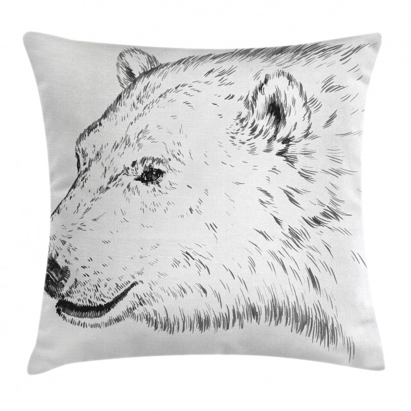 Polar Bear Face Sketchy Pillow Cover