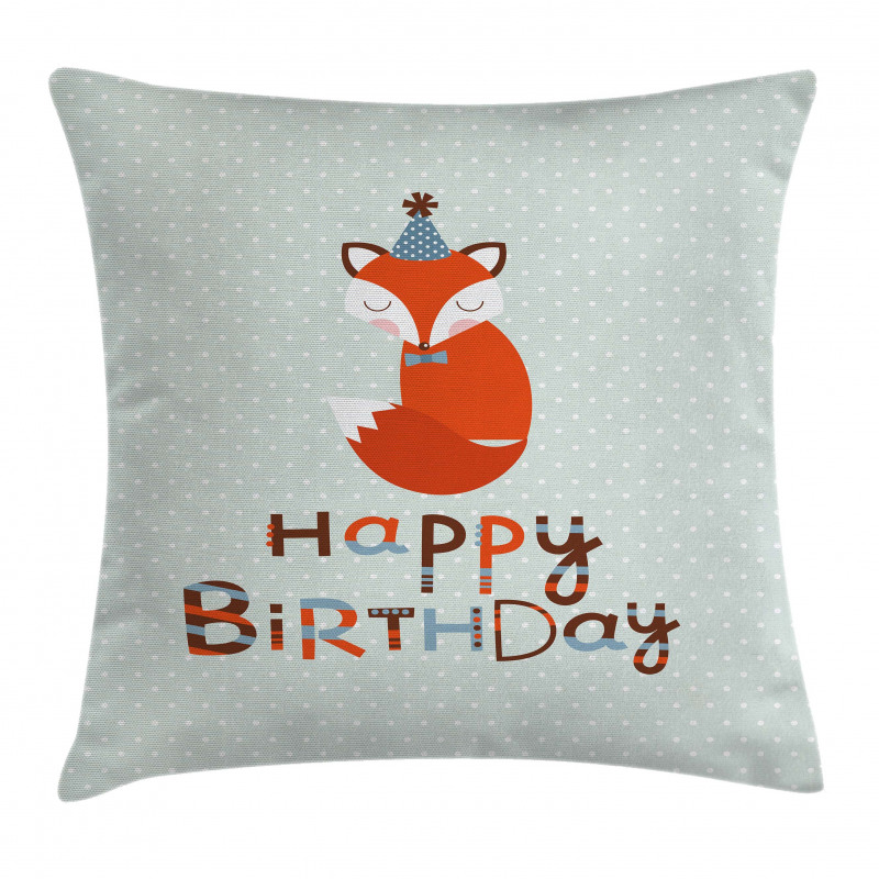 Fox Greeting Text Pillow Cover