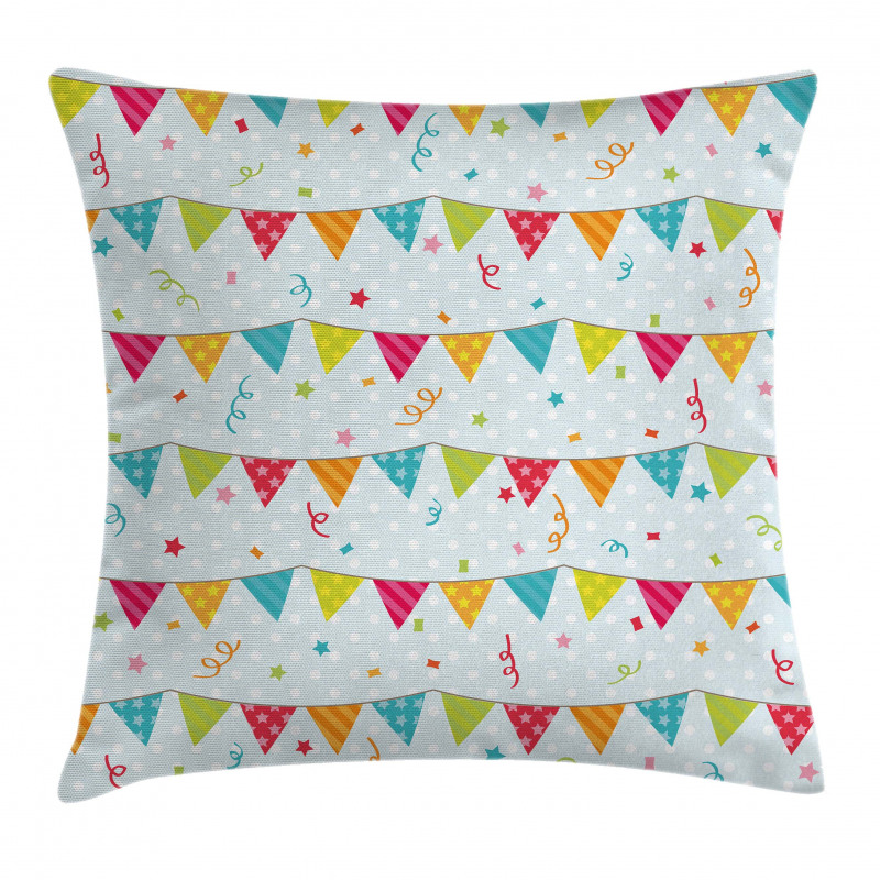 Birthday Party Flags Stars Pillow Cover