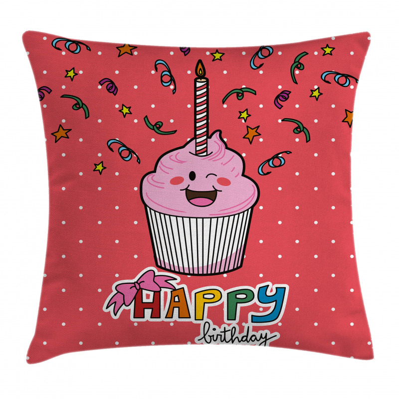 Pink Cupcake Bow Pillow Cover