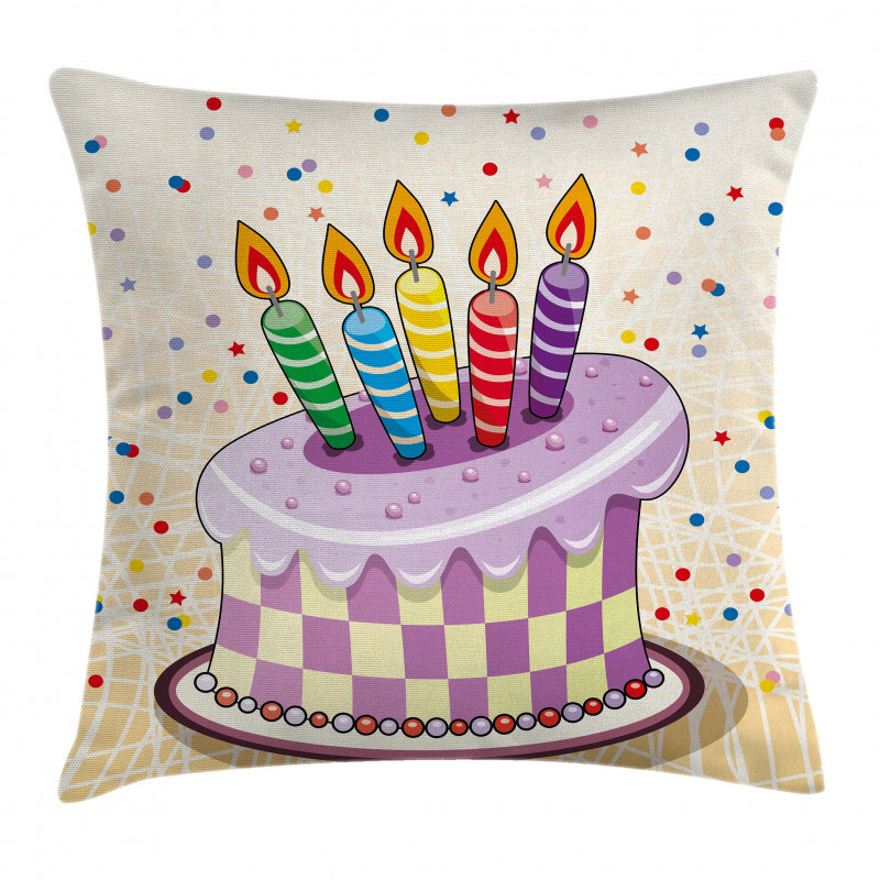Cake Candles Dots Stars Pillow Cover