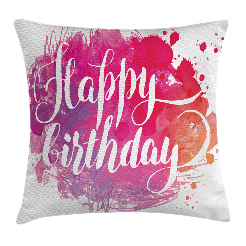 Watercolor Birthday Text Pillow Cover