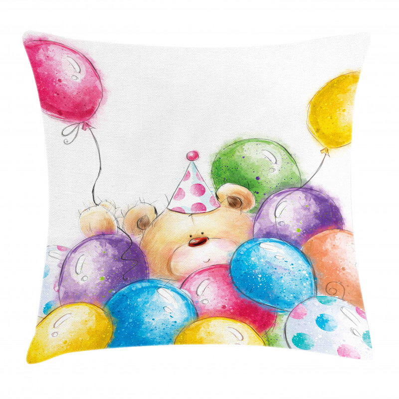 Sketchy Bear Balloons Pillow Cover