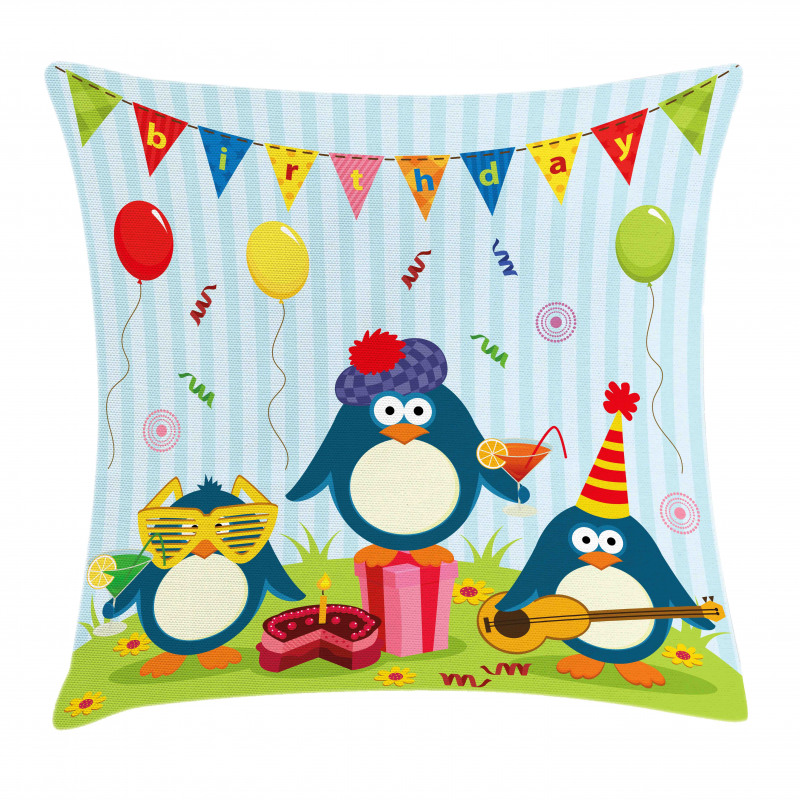 Birthday Penguin Pillow Cover