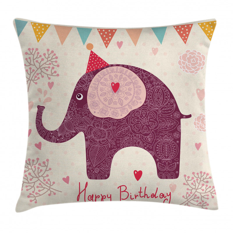 Purple Art Elephant Pillow Cover