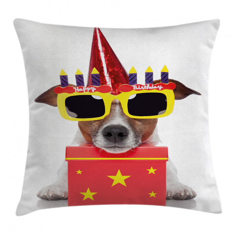 Party Dog Sunglasses Pillow Cover