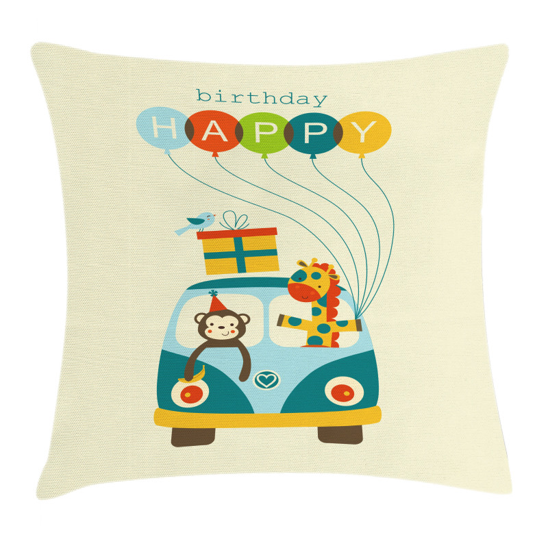 Hippie Birthday Van Pillow Cover