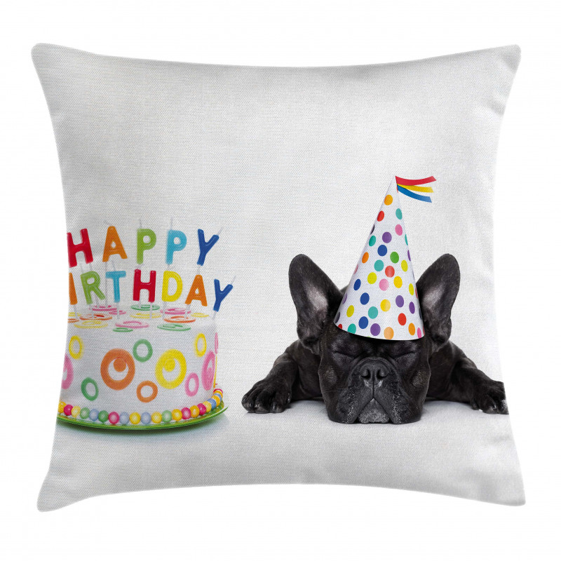 Bulldog Party Cake Pillow Cover