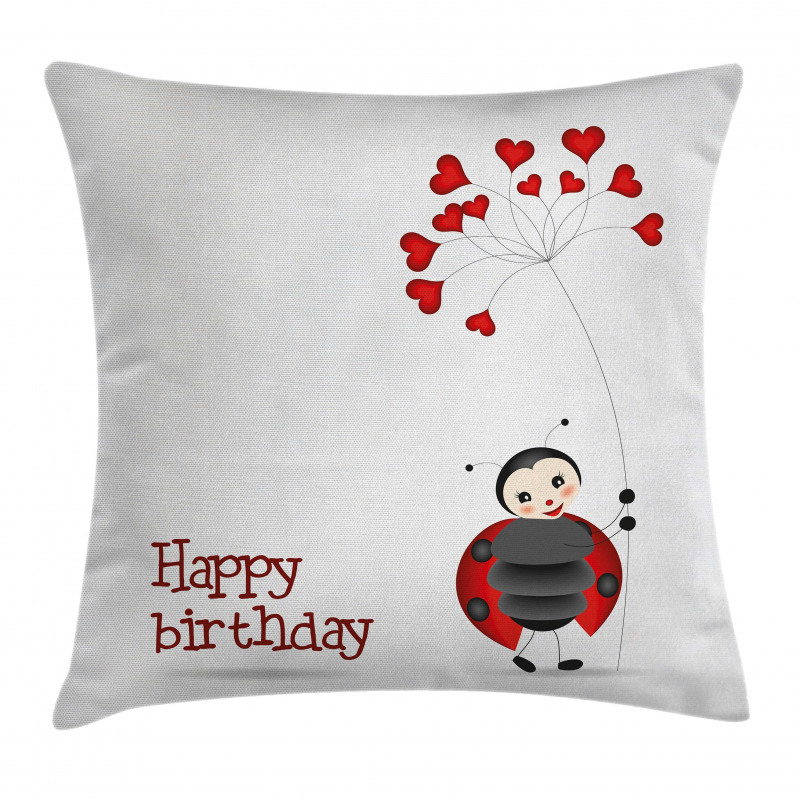 Birthday Ladybug Pillow Cover
