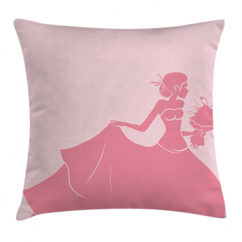 Pink Wedding Dress Pillow Cover