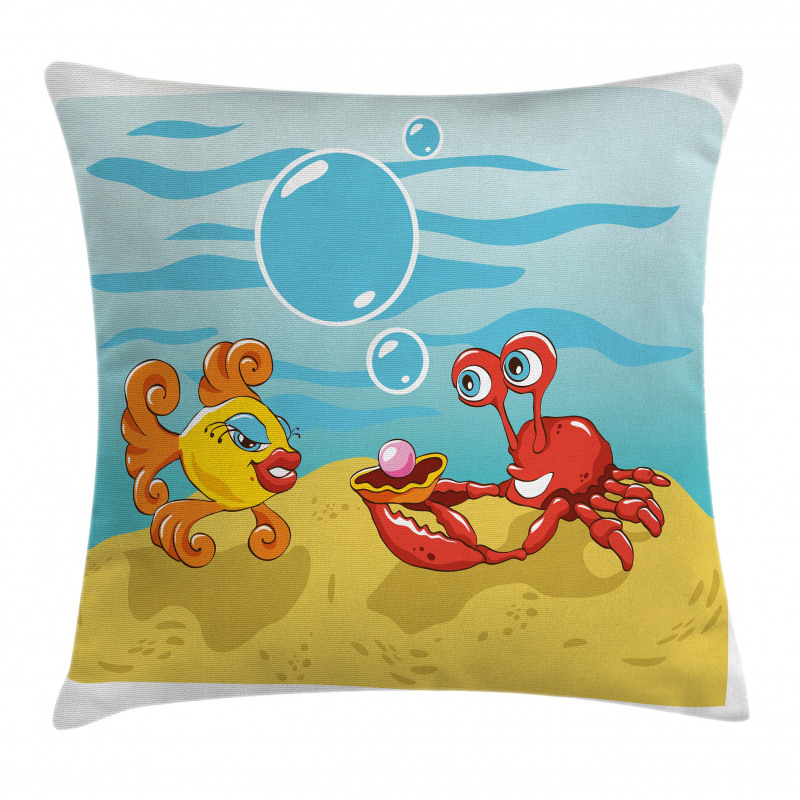 Fish Crab Cartoon Pillow Cover