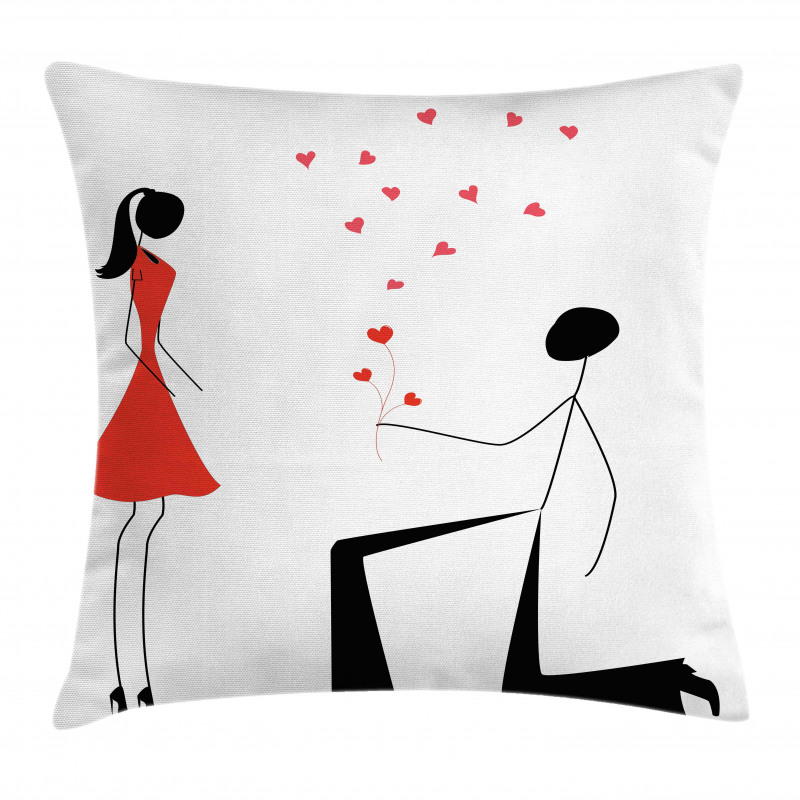 Couple with Hearts Pillow Cover