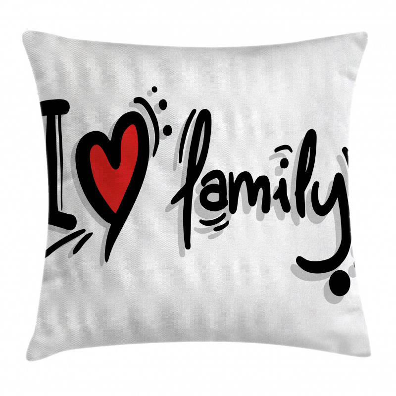 I Heart Family Pictogram Pillow Cover