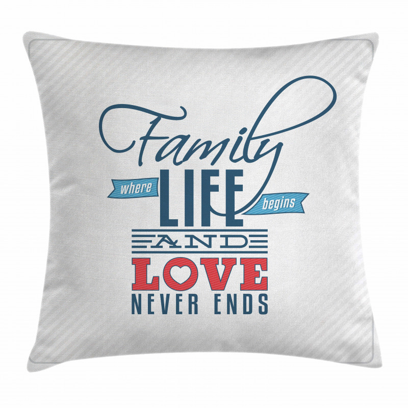 Words Family Love Typo Pillow Cover
