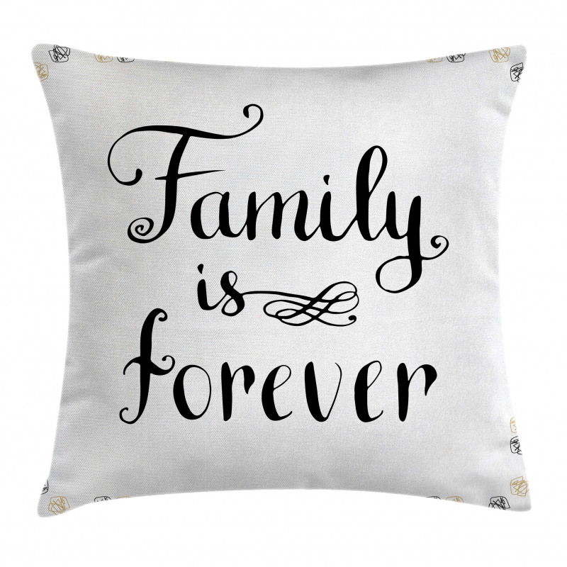 Family Words Ink Sketch Pillow Cover