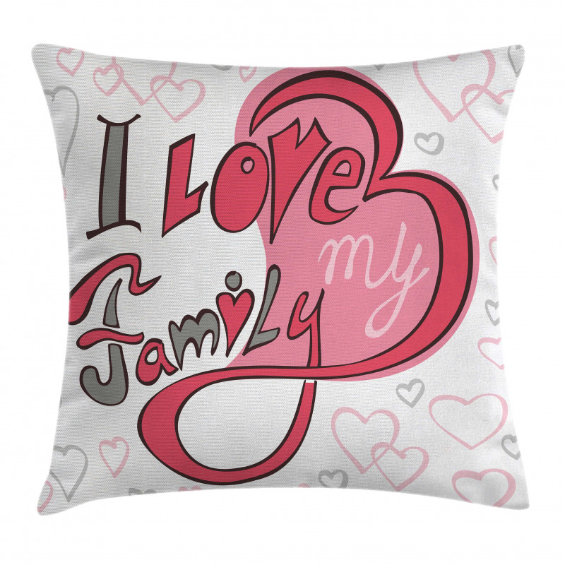 I Love Family Hearts Swirl Pillow Cover