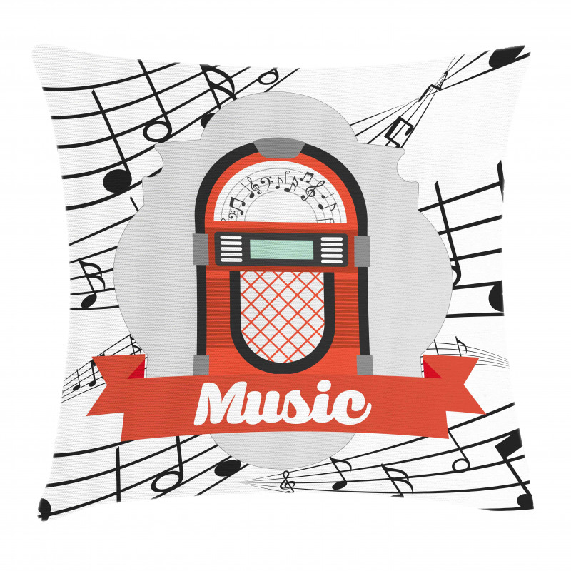 Retro Red Music Box Pillow Cover