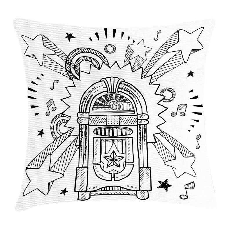 Cartoon Sketchy Music Box Pillow Cover
