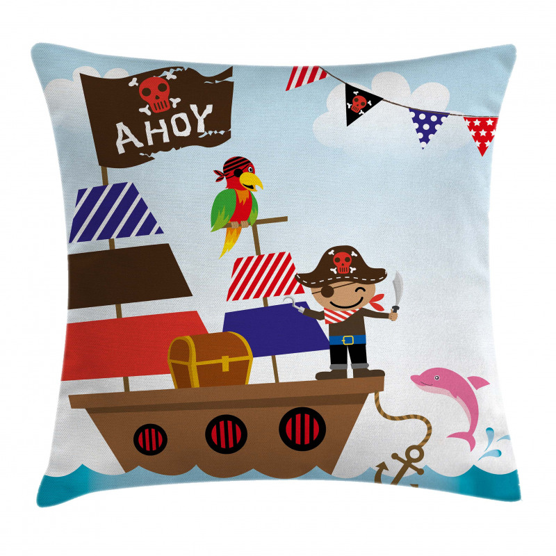 Pirate Ship Ocean Pillow Cover