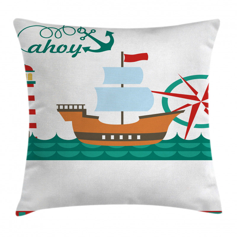 Boat Ahoy Compass Pillow Cover