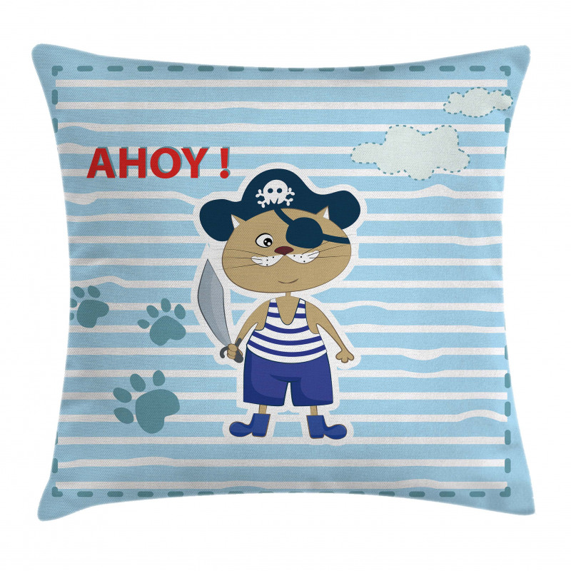 Cat Pirate Ahoy Pillow Cover