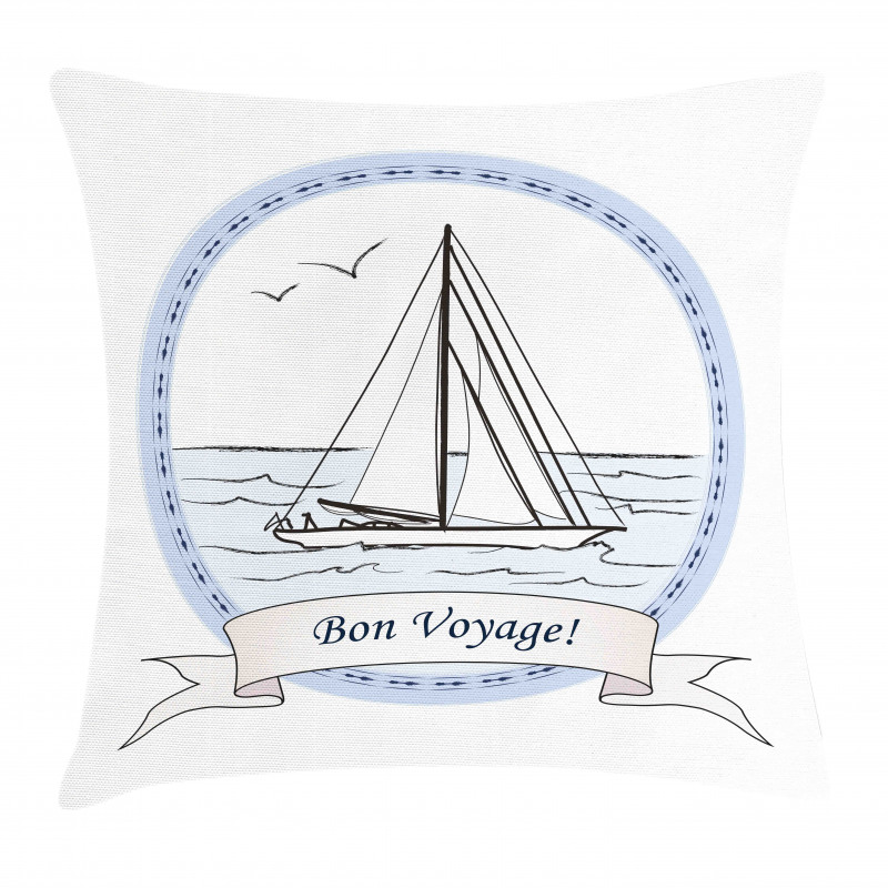 Yatch in Ocean Pillow Cover