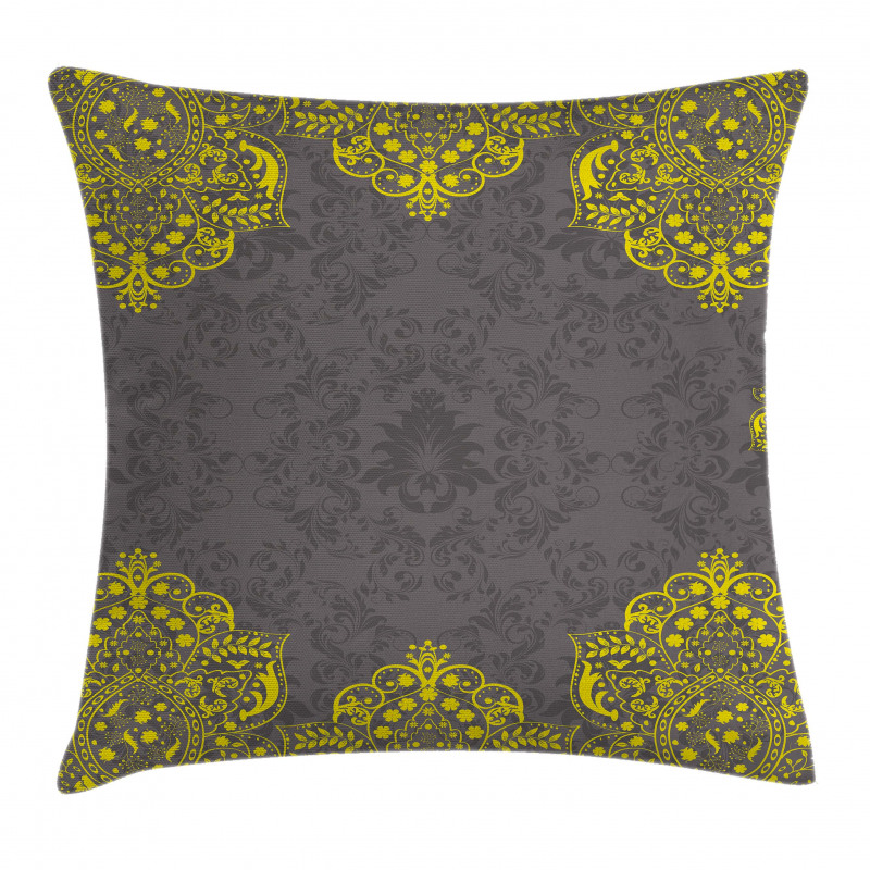 Yellow Grey Florals Pillow Cover