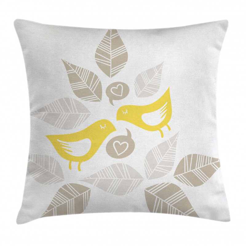 Art Deco Birds Leaves Pillow Cover