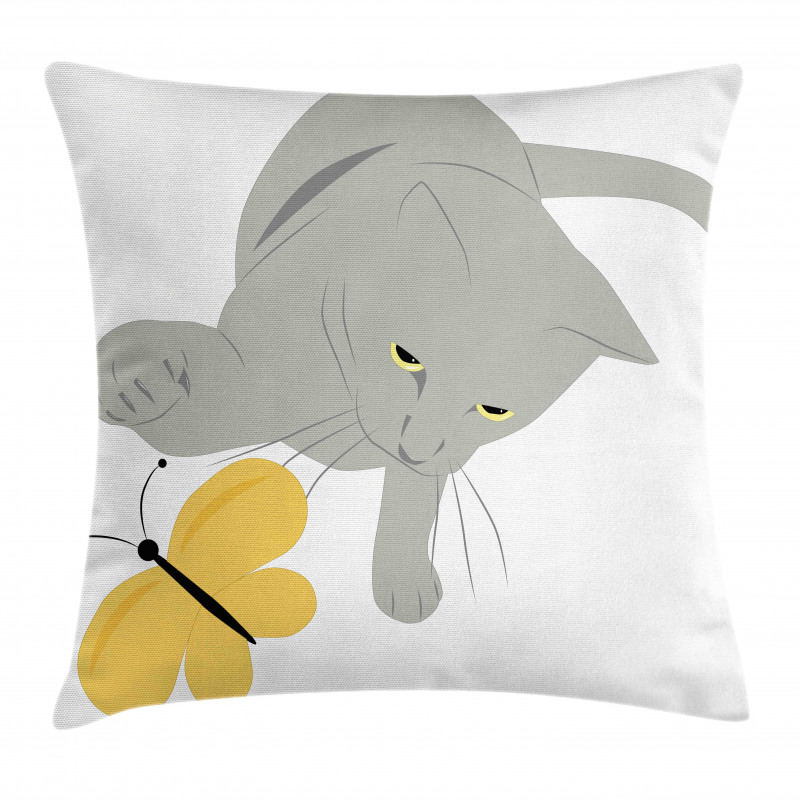 Cat Yellow Moth Pillow Cover