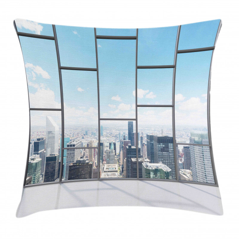 Office in Skyscrapers Pillow Cover