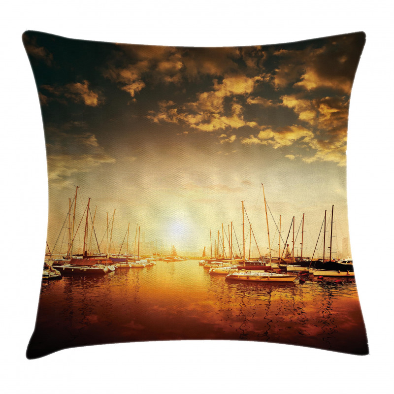Boats on the Pier Pillow Cover
