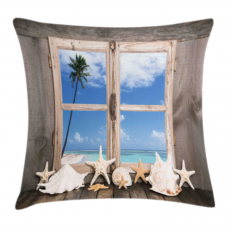 Seashells Starfish Palms Pillow Cover