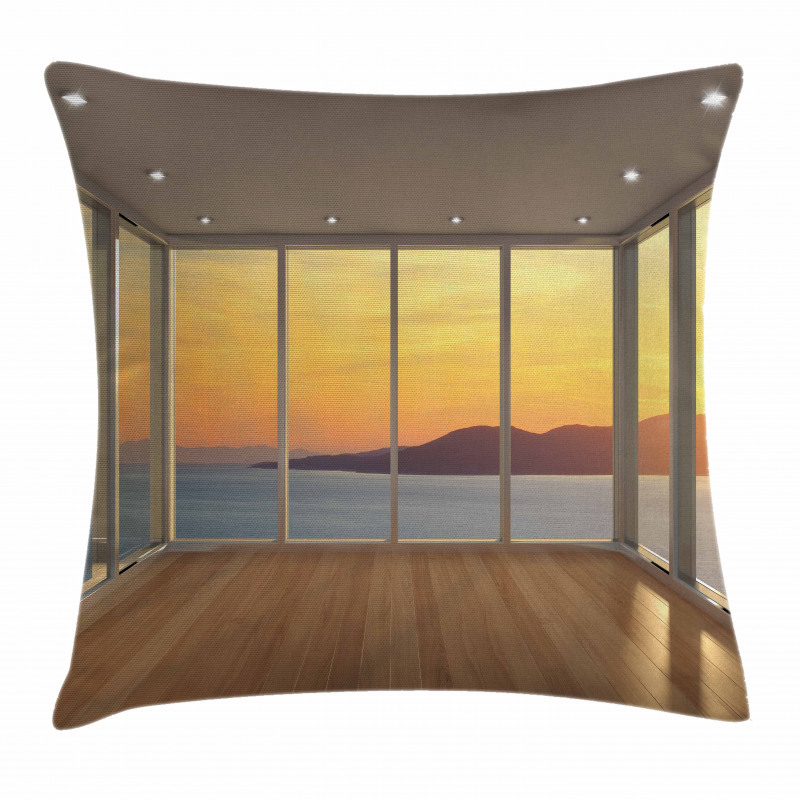 House with Mountain Ocean Pillow Cover